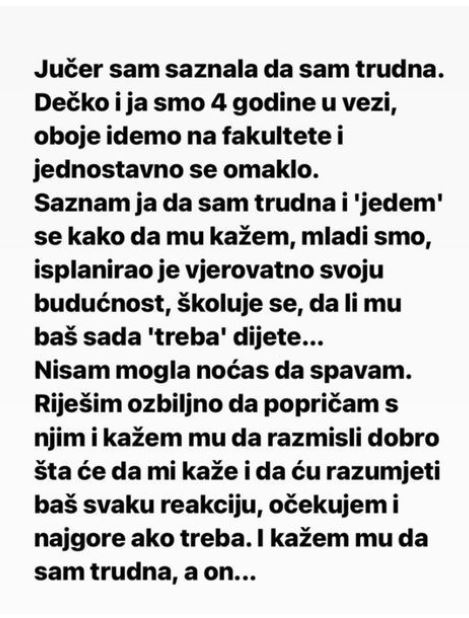 Ostala je TRUDNA i rešila je da KAŽE dečku ali ono ŠTO joj je REKAO nakon TOGA će PAMTITI dok je ŽIVA!