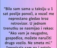 Bila sam sama u taksiju u 1 sat poslije ponoći…”