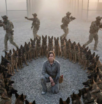 „Vrati se na posao“, naredio je oficir — ali 47 vojnih pasa odbilo je da se pomeri, stajući između njega i žene koju su previše dobro poznavali.