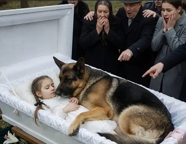 Njemačka ovčarka nije dopuštala nikome da priđe kovčegu male djevojčice. Ali čim su ljudi vidjeli šta je skrivala, ostali su zapanjeni od užasa… 😲😲😲 Njemačka ovčarka nije dopuštala nikome da priđe kovčegu male djevojčice. Ali čim su ljudi vidjeli šta je skrivala, ostali su zapanjeni od užasa… 😲😲😲 - featured image